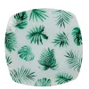 Assiette plate carrée blanche motif feuille tropicale vert