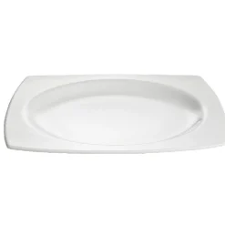 Assiette plate carrée ivoire avec intérieur rond