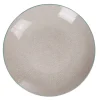 Assiette plate design goutte beige liseré bleu clair