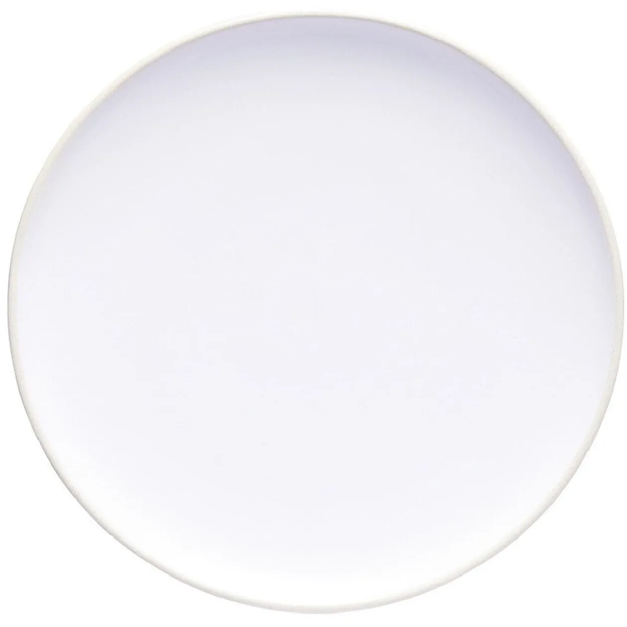 Assiette plate en faïence blanc avec liseré crème
