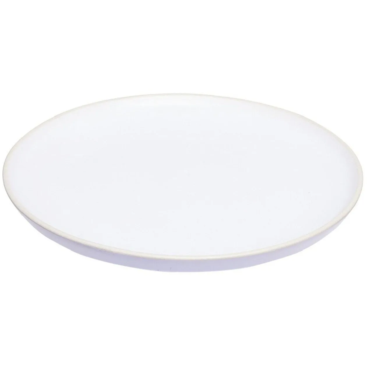 Assiette plate en faïence blanc avec liseré crème
