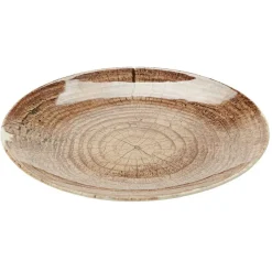 Assiette plate en faïence imitation bois Ø25 cm