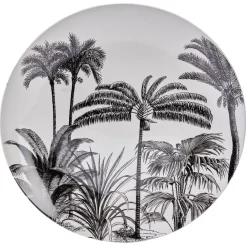 Assiette plate en porcelaine décor exotique Ø16 cm
