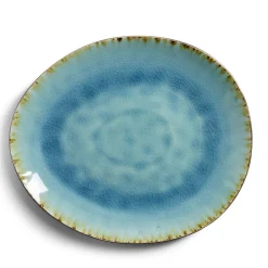 Assiette plate grès effet artisanal 28,5x24cm