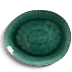 Assiette plate grès effet artisanal 28,5x24cm