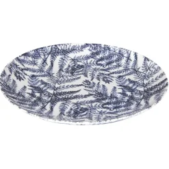 Assiette plate motif feuillage bleu et blanc