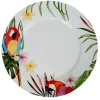 Assiette plate ronde blanche décor perroquet