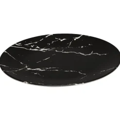 Assiette plate ronde décor marbre noir et blanc