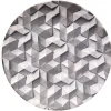 Assiette plate ronde motif origami gris et blanc