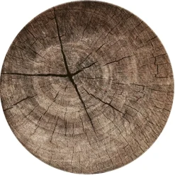 Assiette plate ronde motif rondin de bois marron