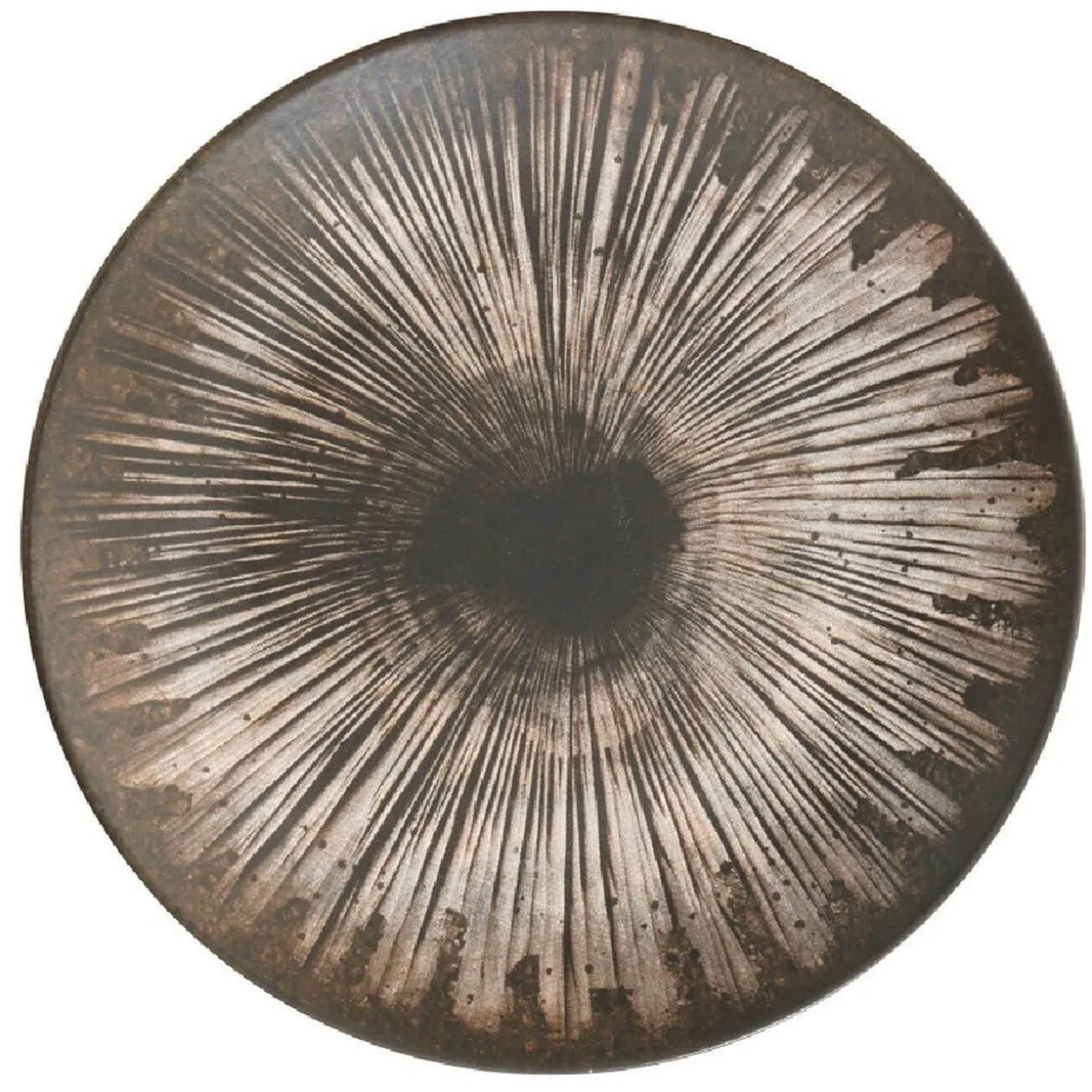 Assiette plate ronde motifs noirs et gris