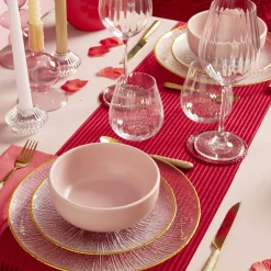 Assiette plate ronde verre transparent rebord doré Ø28cm