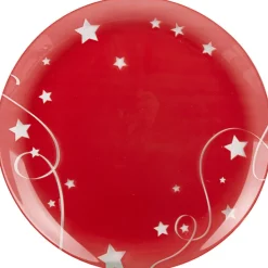 Assiette plate rouge design étoiles