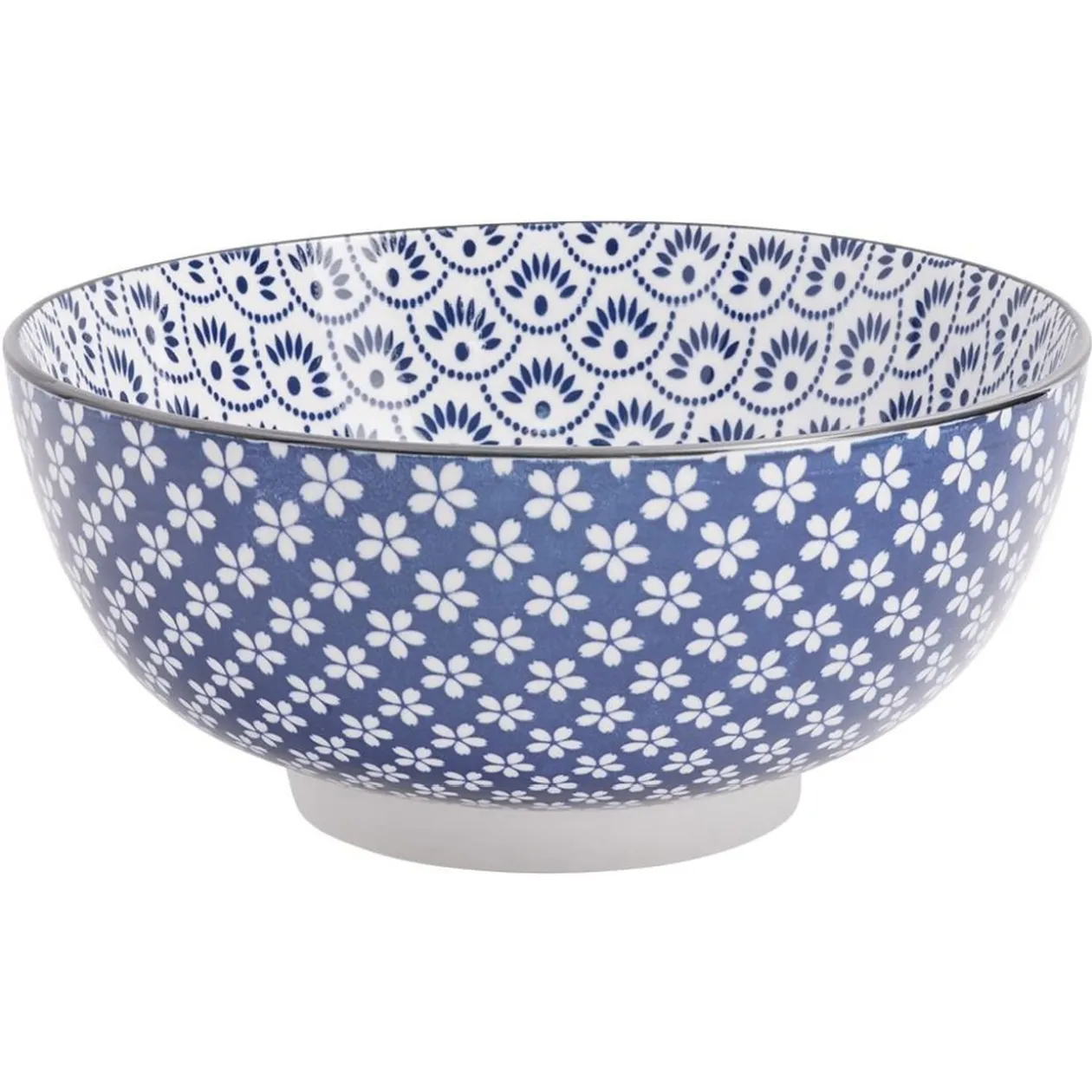 Assiette plate style japonais porcelaine bleu blanc