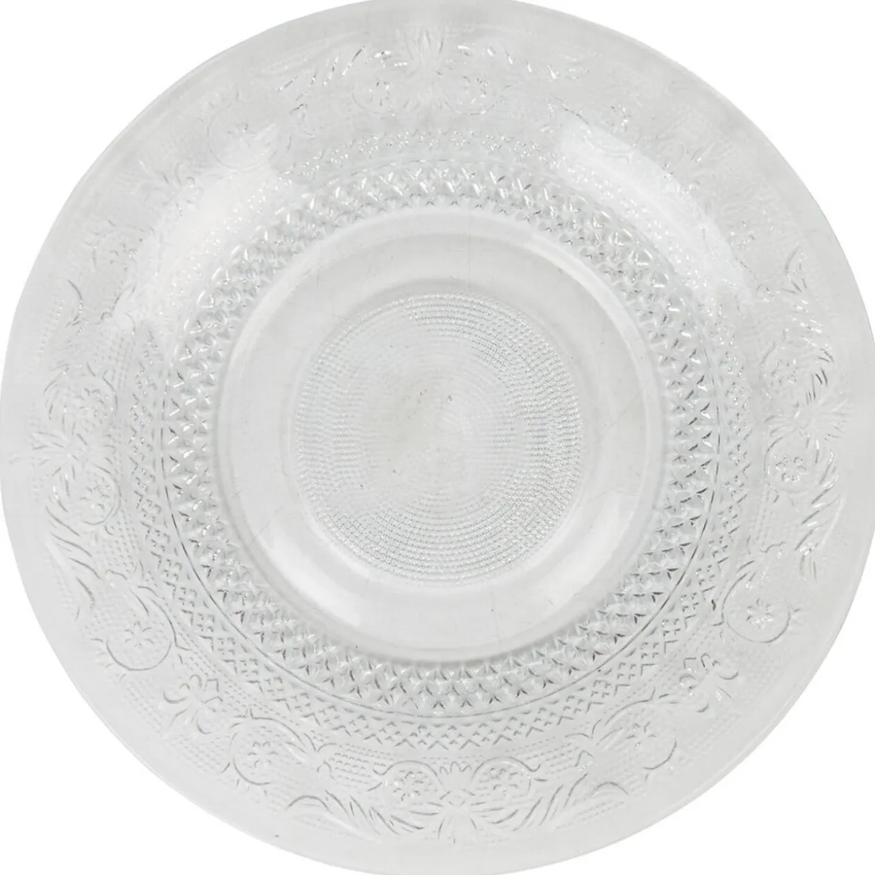 Assiette plate transparente ciselée