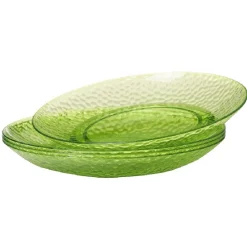 Assiette plate verte martelé x4