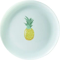 Assiette ronde en plastique décor ananas