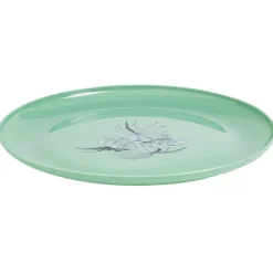 Assiette ronde en plastique décor feuillage