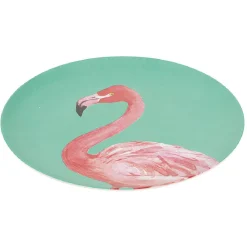 Assiette ronde en résine mélaminée design exotique