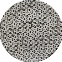 Assiette ronde plate petits motifs noir blanc