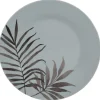 Assiette ronde plate porcelaine décor feuillage