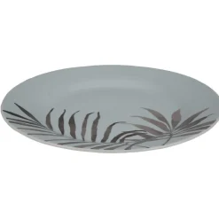 Assiette ronde plate porcelaine décor feuillage