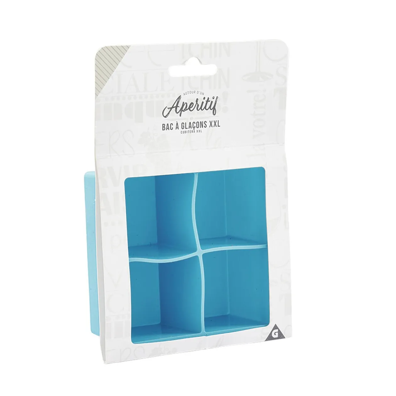 Bac à glaçons XXL 4 compartiments silicone bleu