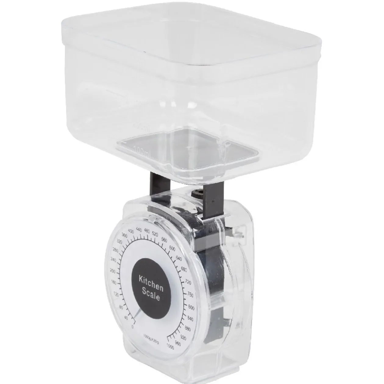 Balance de cuisine mécanique 1 kg noir transparent