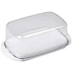 Beurrier socle blanc avec couvercle transparent