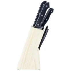 Bloc en bois 5 couteaux de cuisine et ciseaux