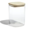 Bocal de conservation 1L en verre avec couvercle en bois