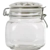 Bocal hermétique carré en verre couvercle motif ciment 750ml