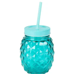Bocal verre + paille couleur