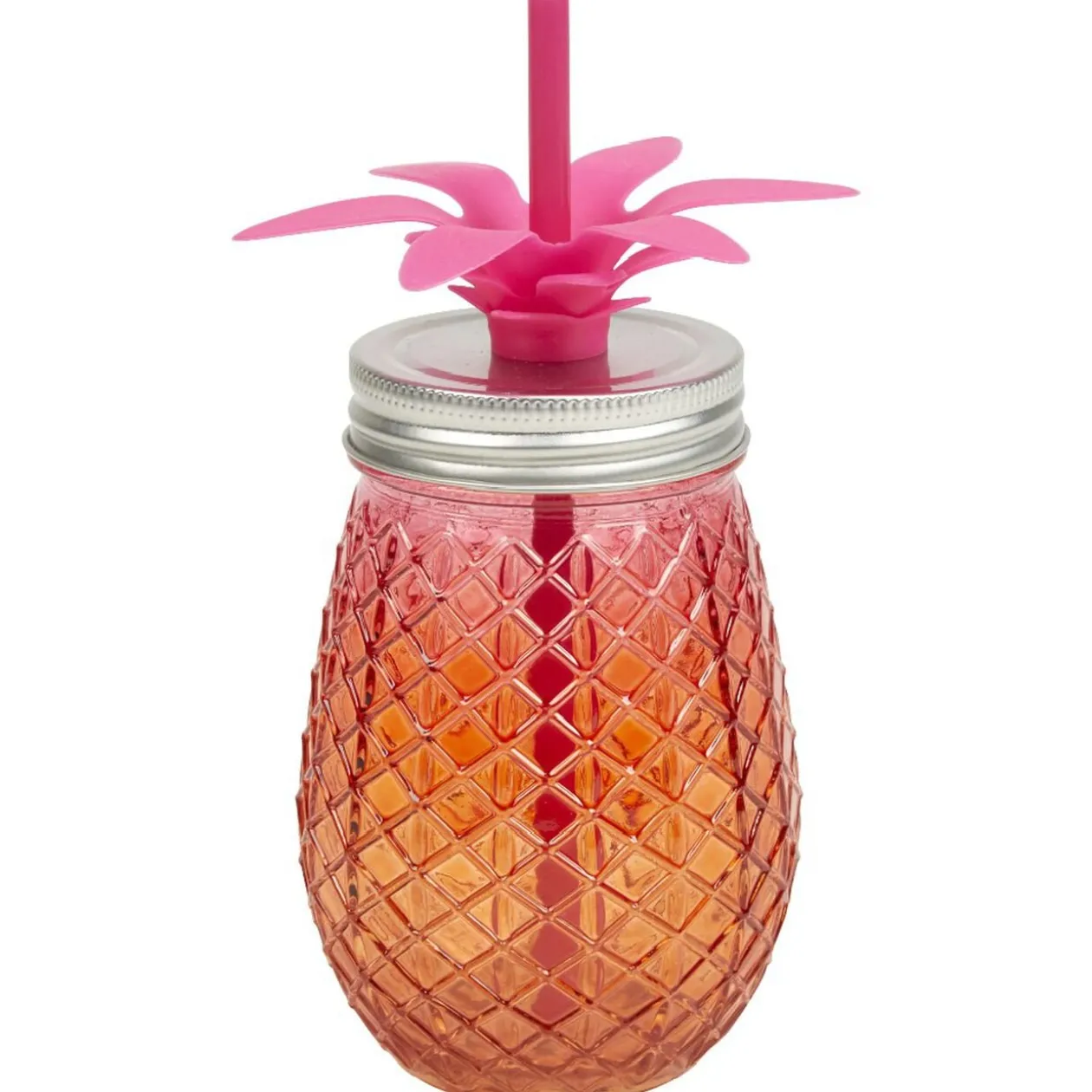 Bocal verre et paille ananas coloré