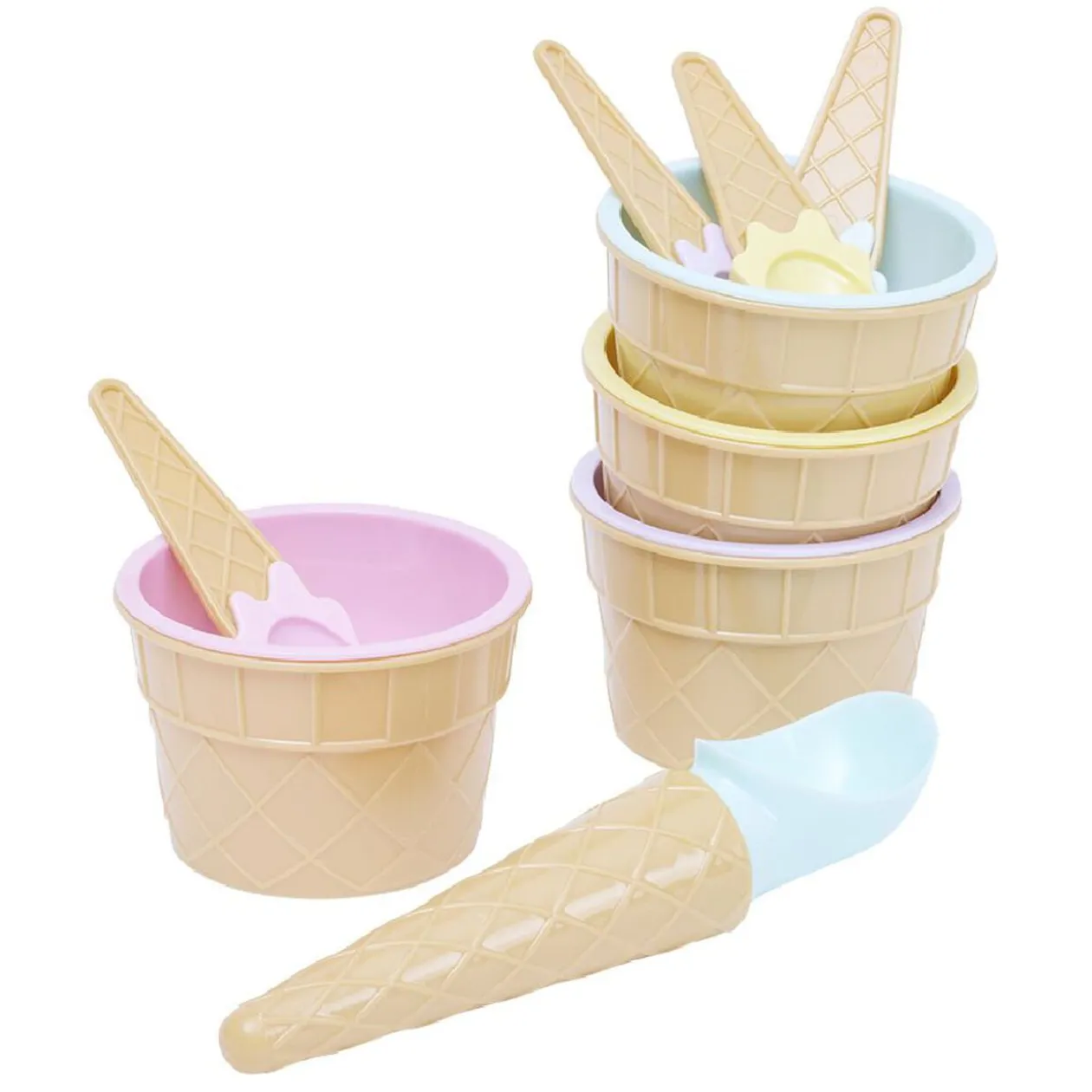 Bol et cuillère à glace x4