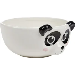 Bol forme tête de panda en faïence noir et blanc