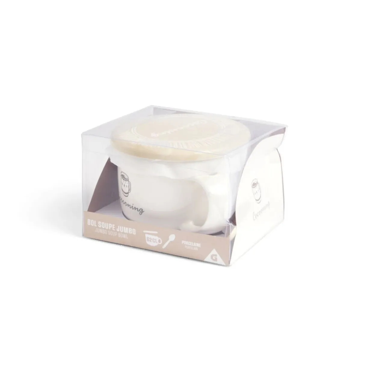 Bol jumbo 62cl avec cuillère et couvercle cocooning