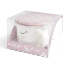 Bol jumbo 62cl avec cuillère et couvercle blush girly