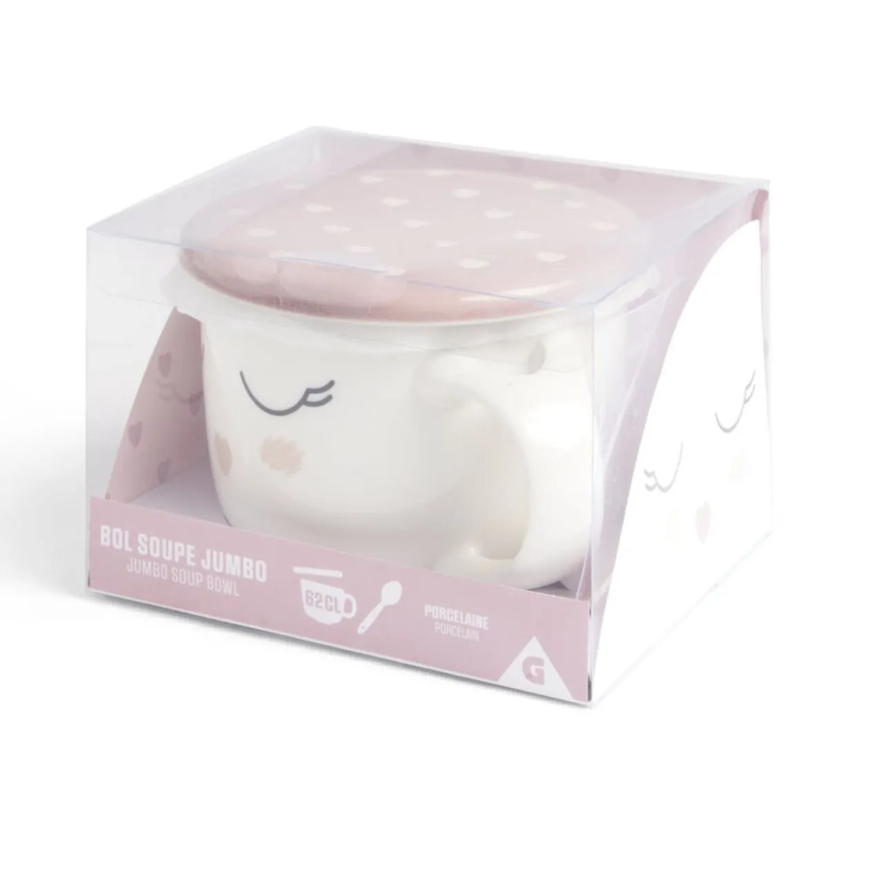 Bol jumbo 62cl avec cuillère et couvercle blush girly