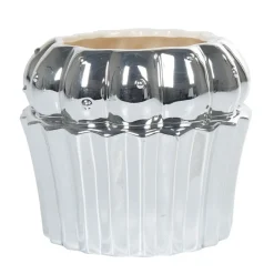 Bonbonnière cupcake gris argenté avec couvercle blanc