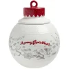 Bonbonnière en céramique décor Noël rouge blanc