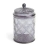Bonbonnière plastique effet capitonné noir ou transparent Ø10xH20cm