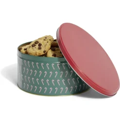 Boîte à biscuits de Noël ronde en métal rouge et vert x3