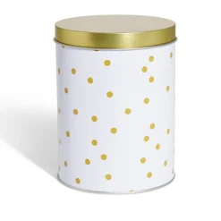Boîte à biscuits ronde métal blanc doré Ø10,5H14cm