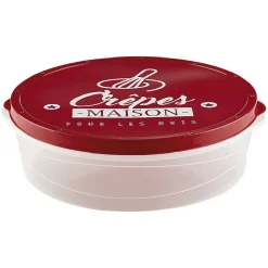 Boîte à crêpes ronde avec couvercle design rouge