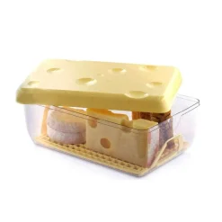 Boîte à fromage avec couvercle transparente et jaune 3 L