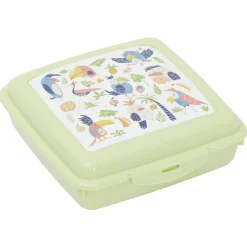 Boîte à goûter carrée plastique vert 15x14,5xH5cm
