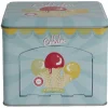 Boîte à gâteaux bleue décor glace multicolore