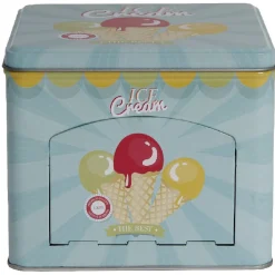 Boîte à gâteaux bleue décor glace multicolore