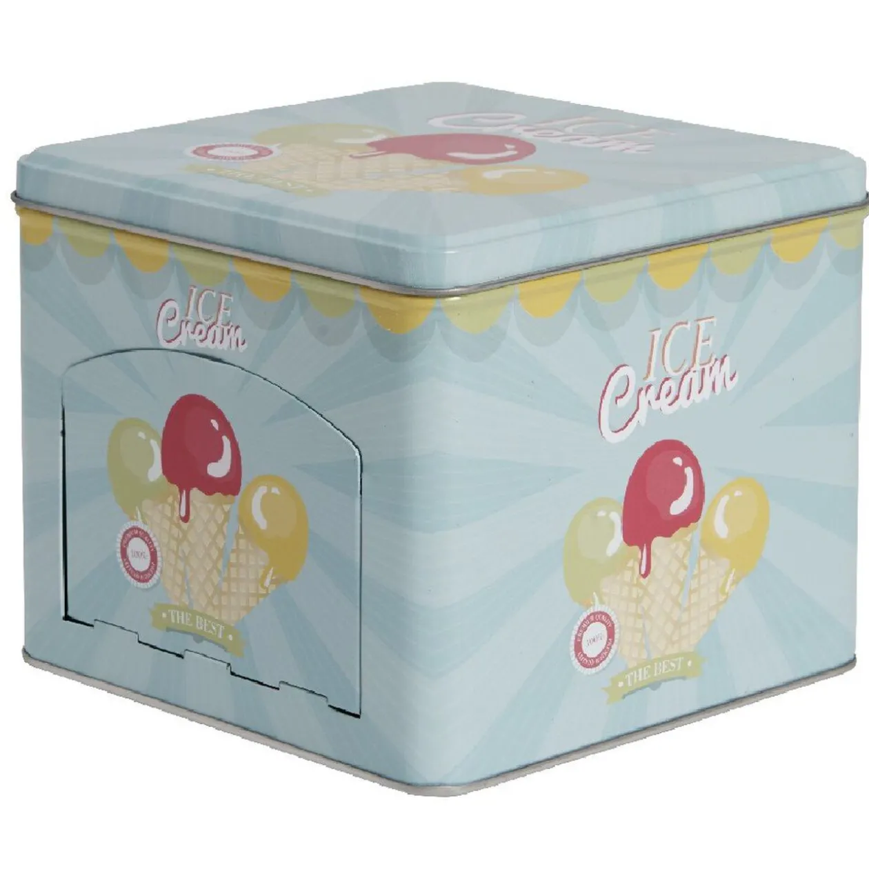 Boîte à gâteaux bleue décor glace multicolore